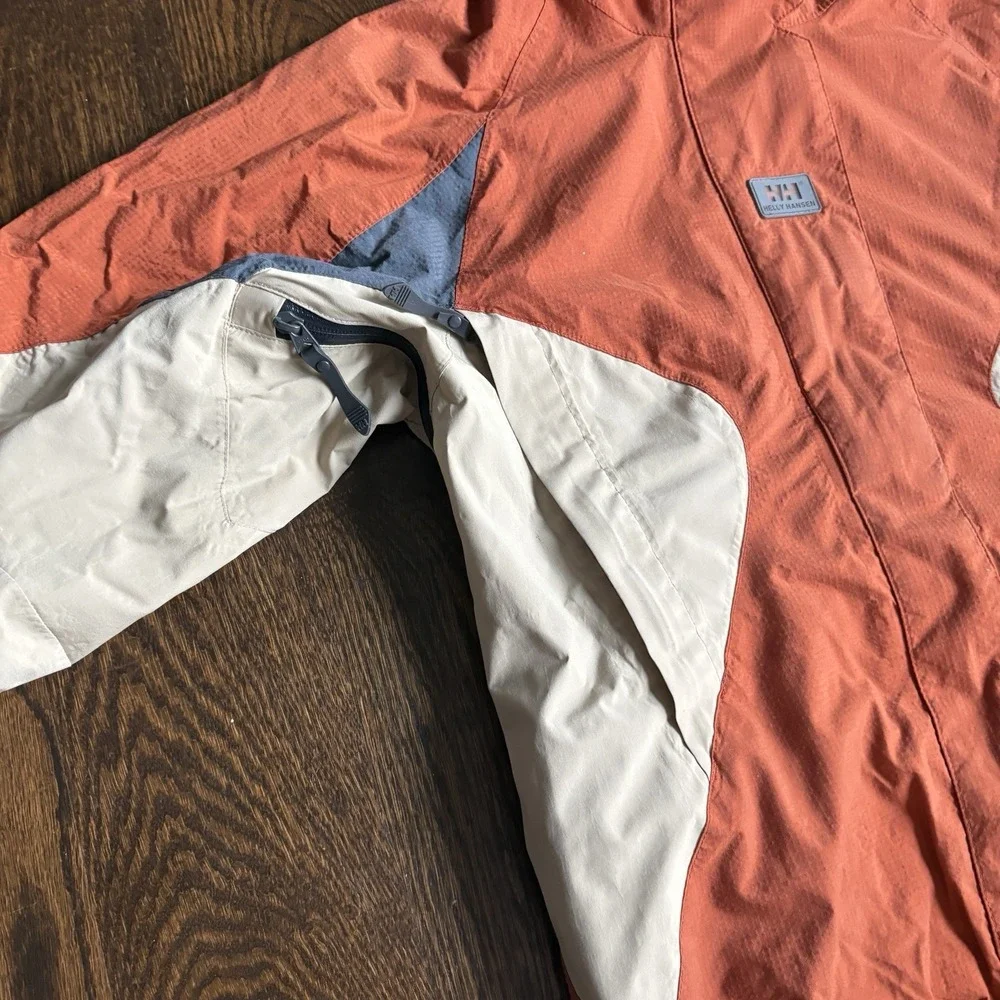 Helly Hansen Ski Jacket Mens XS Helly Tech Colorblock Waterproof Hooded Orange